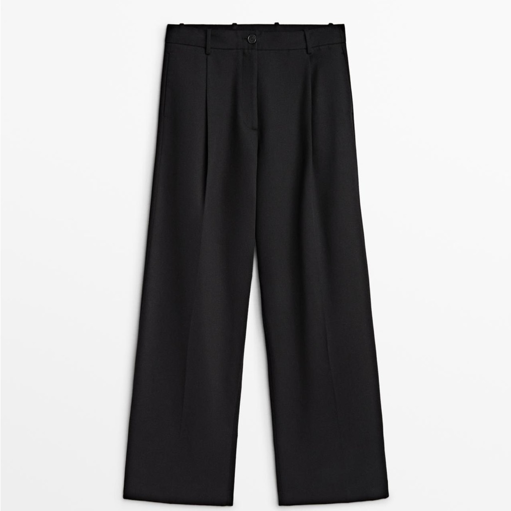 Massimo Dutti Full Lengrh Darted Trouser In Black Size 40